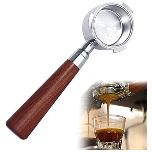  Dolity 51mm Bottomless Portafilter with Filter Basket Solid Wood Coffee Portafilter Tool for EC680 EC685 Espresso Machines - Dalbergia B
