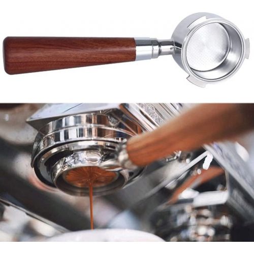  Dolity 51mm Bottomless Portafilter with Filter Basket Solid Wood Coffee Portafilter Tool for EC680 EC685 Espresso Machines - Dalbergia B