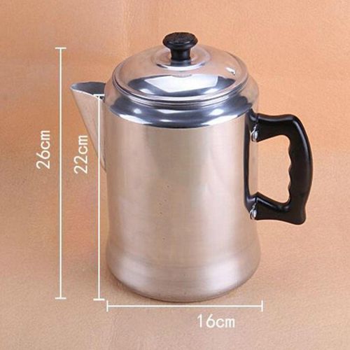  Dolity Aluminum Percolator Coffee Tea Pot Brewer Pot Espresso Maker Silver 3L