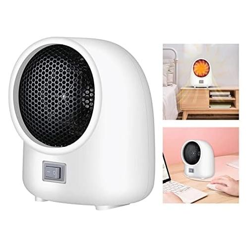  Dolity Portable Mini Space Heater 400W Electric Convection Heating Silent Compact Personal Fan for Indoors Bedroom Living Room Table - White