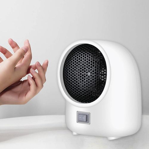  Dolity Portable Mini Space Heater 400W Electric Convection Heating Silent Compact Personal Fan for Indoors Bedroom Living Room Table - White