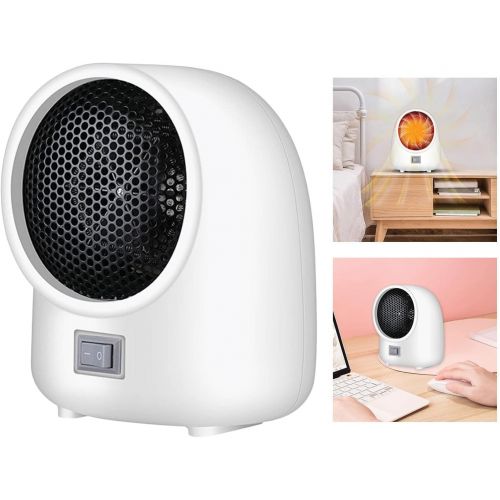  Dolity Portable Mini Space Heater 400W Electric Convection Heating Silent Compact Personal Fan for Indoors Bedroom Living Room Table - White