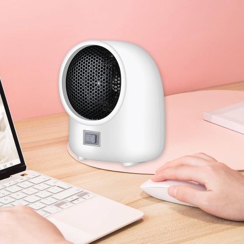  Dolity Portable Mini Space Heater 400W Electric Convection Heating Silent Compact Personal Fan for Indoors Bedroom Living Room Table - White