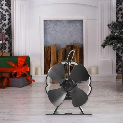  Dolity 4 Blades Heat Powered Stove Fireplace Fan for Home Room Wood Log Burning Stove Fireplace Circulating Warm Air Saving Fuel