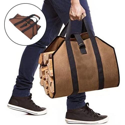  Dolity Firepalce Wood Bag Kitchen Supplies Canvas Bag Firewood Holder Carry Stove Tools