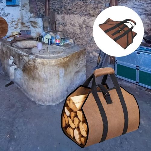  Dolity Firepalce Wood Bag Kitchen Supplies Canvas Bag Firewood Holder Carry Stove Tools