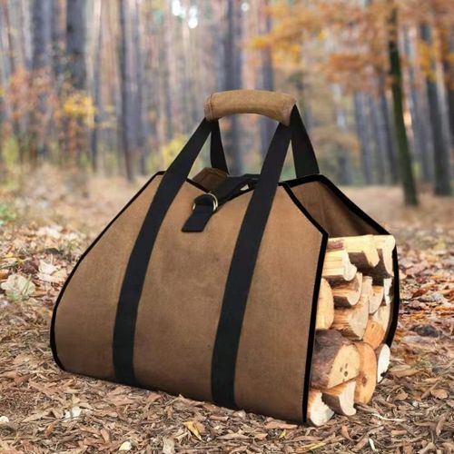  Dolity Firepalce Wood Bag Kitchen Supplies Canvas Bag Firewood Holder Carry Stove Tools