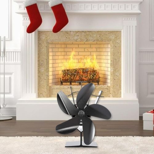  Dolity 5 Blades Heat Powered Stove Fireplace Fan for Home Room Wood Log Burning Stove Fireplace Circulating Warm Air Saving Fuel