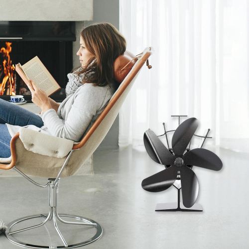  Dolity 5 Blades Heat Powered Stove Fireplace Fan for Home Room Wood Log Burning Stove Fireplace Circulating Warm Air Saving Fuel