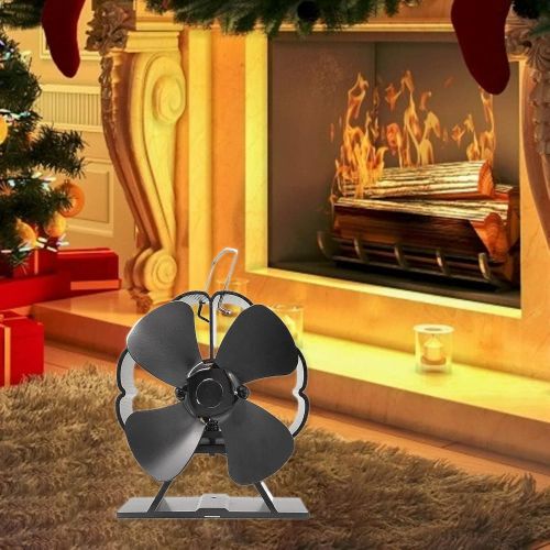  Dolity 4 Blades Heat Powered Stove Fireplace Fan for Home Room Wood Log Burning Stove Fireplace Circulating Warm Air Saving Fuel