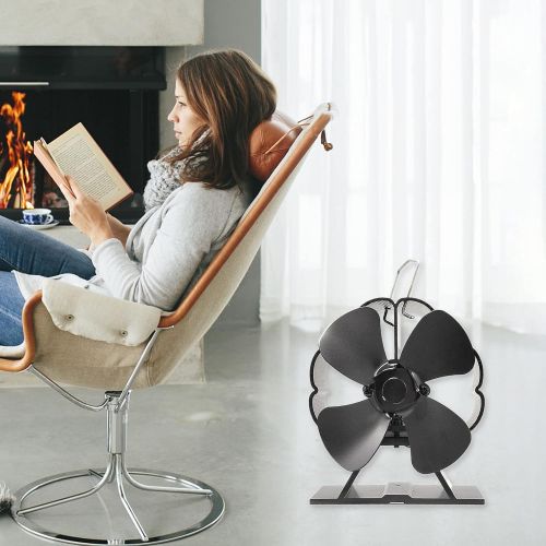  Dolity 4 Blades Heat Powered Stove Fireplace Fan for Home Room Wood Log Burning Stove Fireplace Circulating Warm Air Saving Fuel