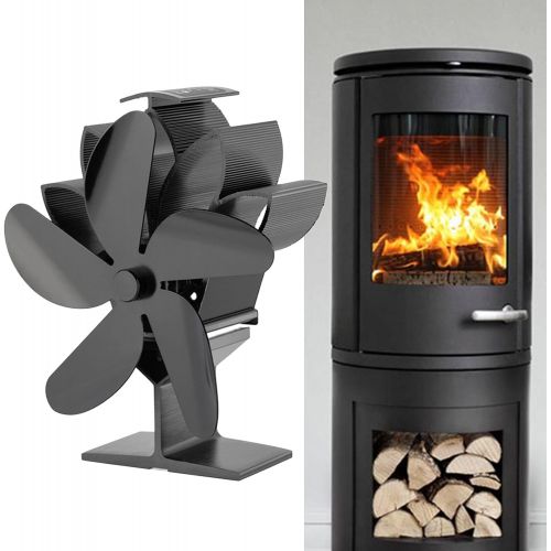  Dolity 5 Blades Wood Burning Stove Fireplace Fan Silent Motors 1400rpm Heat Powered Circulates Warm/Heated Air Wood/Log Stoves Fan