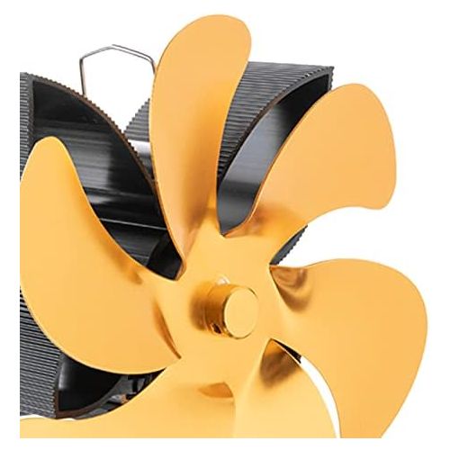  Dolity Aluminum Alloy Heat Powered Gas Pellet Silent Fireplace Warm Air Hanging Stove Fan for Wood/Log Burner Saving Fuel Efficient Fan for 5 6inch Flue Pipe Gold