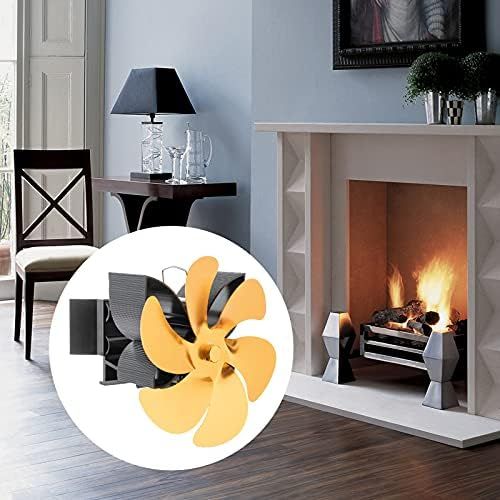  Dolity Aluminum Alloy Heat Powered Gas Pellet Silent Fireplace Warm Air Hanging Stove Fan for Wood/Log Burner Saving Fuel Efficient Fan for 5 6inch Flue Pipe Gold