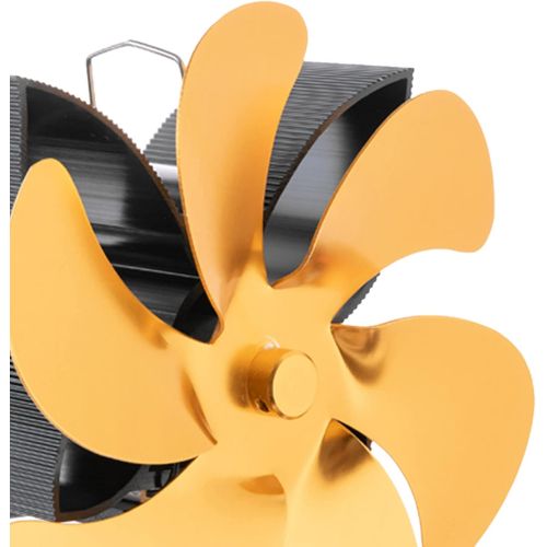  Dolity Aluminum Alloy Heat Powered Gas Pellet Silent Fireplace Warm Air Hanging Stove Fan for Wood/Log Burner Saving Fuel Efficient Fan for 5 6inch Flue Pipe Gold