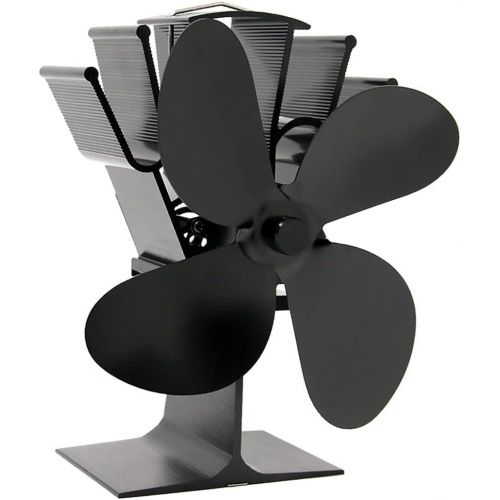  Dolity 4 Blade Heat Powered Stove Fan for Wood/Log Burner/Fireplace, to Increases 80% Warm Air, Eco Friendly Black