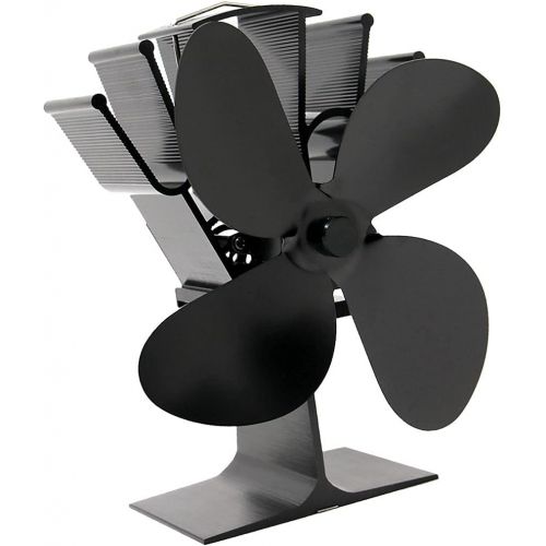  Dolity 4 Blade Heat Powered Stove Fan for Wood/Log Burner/Fireplace, to Increases 80% Warm Air, Eco Friendly Black