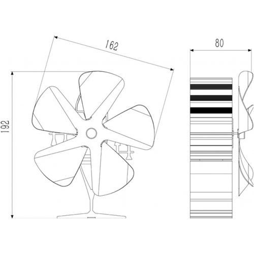  Dolity 5 Blades Silent Fuel Saving Small Size Eco Stove Fan Efficient Home Aluminum Alloy Gift Stove Fan for Wood Burner Fireplace Circulates Warm