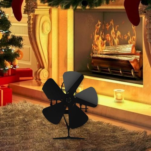  Dolity 5 Blades Silent Fuel Saving Small Size Eco Stove Fan Efficient Home Aluminum Alloy Gift Stove Fan for Wood Burner Fireplace Circulates Warm
