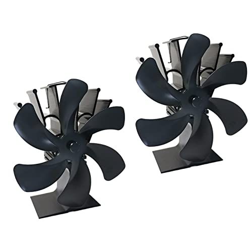  Dolity 2pcs Large 6 Blade Heat Powered Wood Stove Eco Fan Ultra Quiet Fireplace Wood