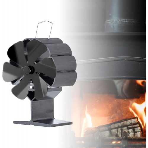  Dolity 6 Blade Heat Powered Wood Stove Fan Mute Motor for Wood/Log Burner/Fireplace Fan