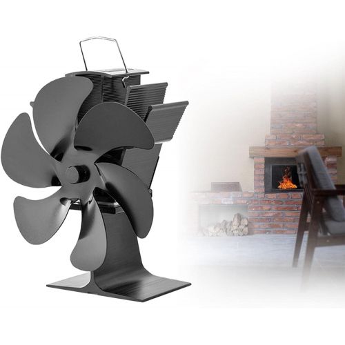  Dolity Heat Powered Stove Fan, 6 Blades Wood Burner Silent Fireplace Fan Home Efficient Wood Burning Stove Fan