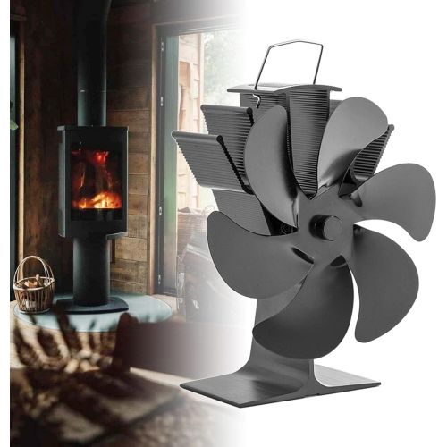  Dolity Heat Powered Stove Fan, 6 Blades Wood Burner Silent Fireplace Fan Home Efficient Wood Burning Stove Fan