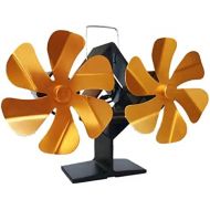 Dolity 12 Blades Fireplace Stove Fan Heat Powered Wood/Log Burner Fan Eco Friendly Heat Circulation for Wood/Log Burner Gold