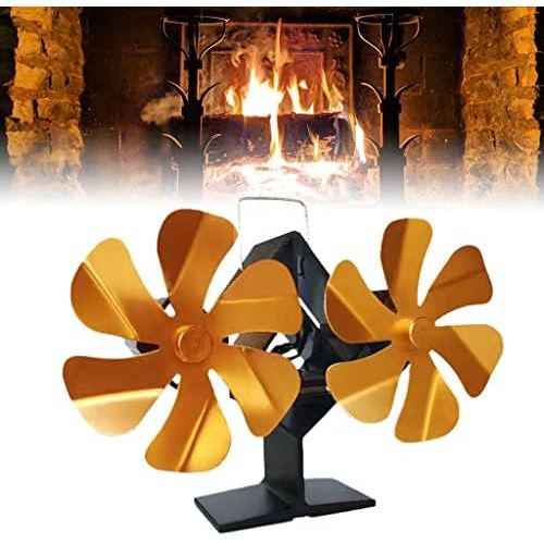  Dolity 12 Blades Fireplace Stove Fan Heat Powered Wood/Log Burner Fan Eco Friendly Heat Circulation for Wood/Log Burner Gold