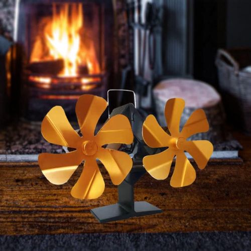  Dolity 12 Blades Fireplace Stove Fan Heat Powered Wood/Log Burner Fan Eco Friendly Heat Circulation for Wood/Log Burner Gold