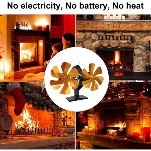  Dolity 12 Blades Fireplace Stove Fan Heat Powered Wood/Log Burner Fan Eco Friendly Heat Circulation for Wood/Log Burner Gold