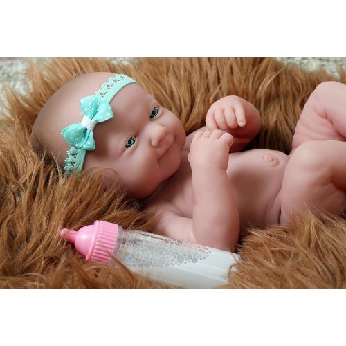  Doll-p My Cute Baby Girl Doll Smiling Preemie Berenguer Newborn Doll Outfit Vinyl 14 Inches Realistic Washable with Pacifier for Children and Adults