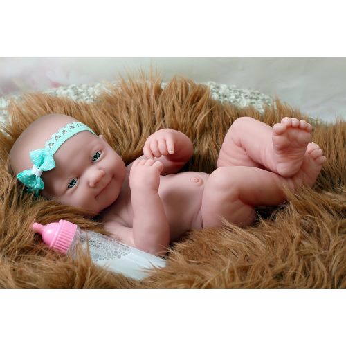  Doll-p My Cute Baby Girl Doll Smiling Preemie Berenguer Newborn Doll Outfit Vinyl 14 Inches Realistic Washable with Pacifier for Children and Adults