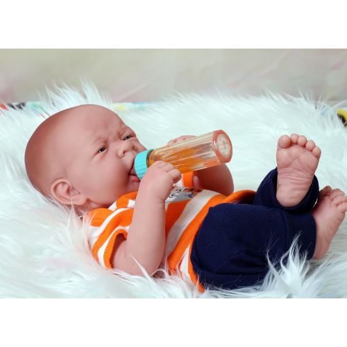  Doll-p Cute Reborn Baby Boy Doll 15” inch Newborn with Beautiful Accessories Anatomically Correct Washable Real Realistic Soft Vinyl Alive Lifelike Pacifier