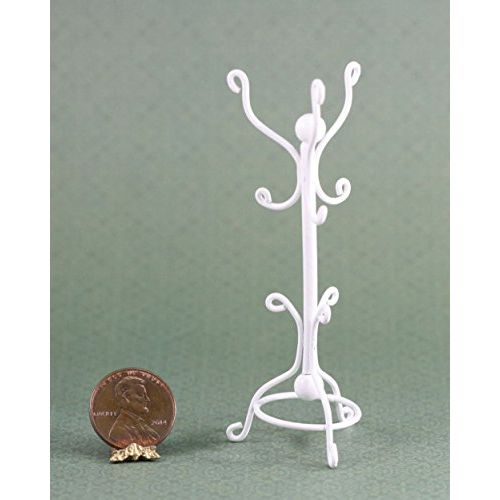  Dollhouse Miniature 1:24 Coat Rack in White Wire