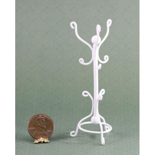  Dollhouse Miniature 1:24 Coat Rack in White Wire