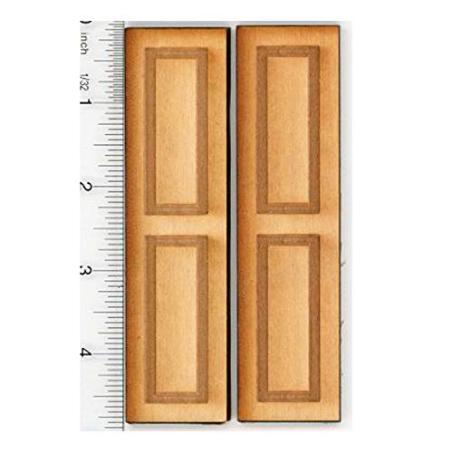  Dollhouse Miniature 1:12 Pair of Two-Panel Wooden Shutters
