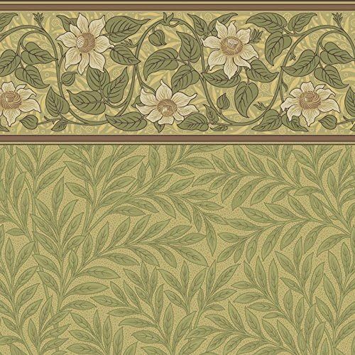  Dollhouse Miniature Dollhouse Wallpaper - Victorian B.J. Talbert Clematis Frieze with Arbor Wall