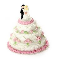 Dollhouse Miniature Wedding Cake with Bride and Groom Topper by Falcon Miniatures