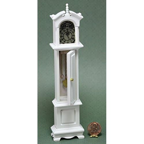  Dollhouse Miniature Grandfathers Clock in White