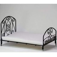Dollhouse Miniature Black Wire Double Bed with Mattress