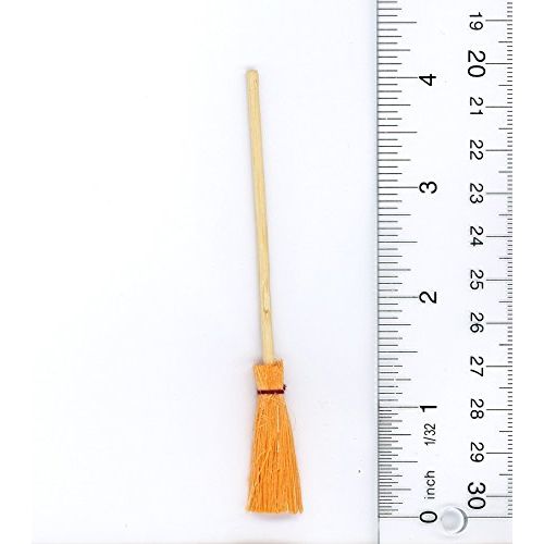  Dollhouse Miniature Orange Halloween Kitchen Witch Broom