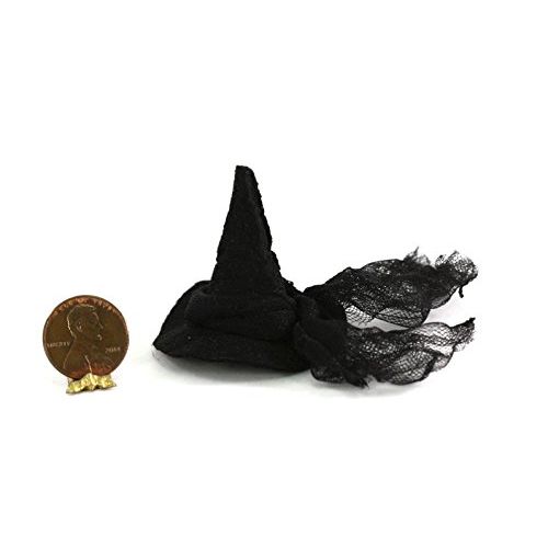  Dollhouse Miniature Artisan Halloween Black Witch Hat by Shadow Box Miniatures