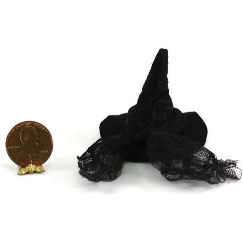  Dollhouse Miniature Artisan Halloween Black Witch Hat by Shadow Box Miniatures