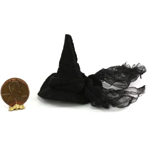  Dollhouse Miniature Artisan Halloween Black Witch Hat by Shadow Box Miniatures