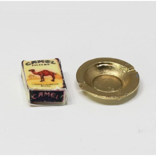  Dollhouse Miniature Miniature 1:12 Scale Pack of Brand Name Cigarettes with an Ash Tray