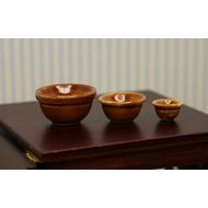 Dollhouse Miniature Set of Brown Mixing Bowls
