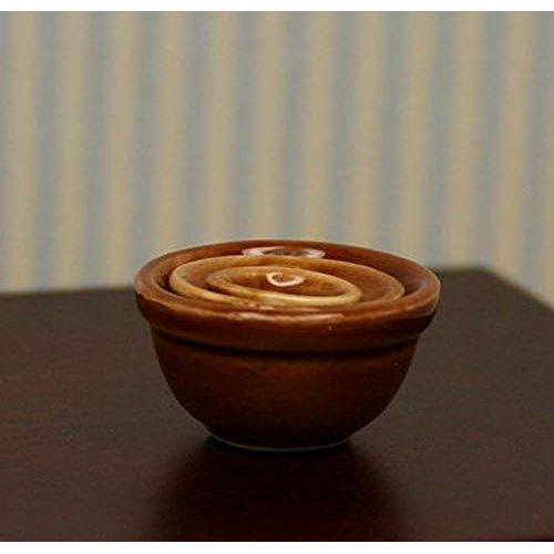  Dollhouse Miniature Set of Brown Mixing Bowls