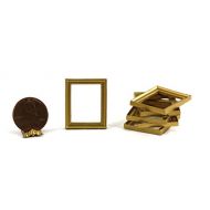 Dollhouse Miniature Set of 6 Small Rectangular Gold Picture Frames