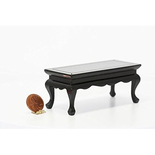  Dollhouse Miniature Coffee Table in Black Painted Wood